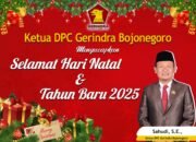 Ketua DPC Gerindra Bojonegoro Sahudi, S.E., Mengucapkan Selamat Hari Natal dan Tahun Baru 2025